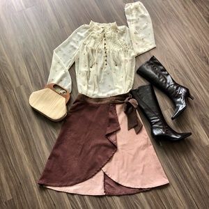 GUC Listicle Color-Block Corduroy Wrap Skirt- sz L